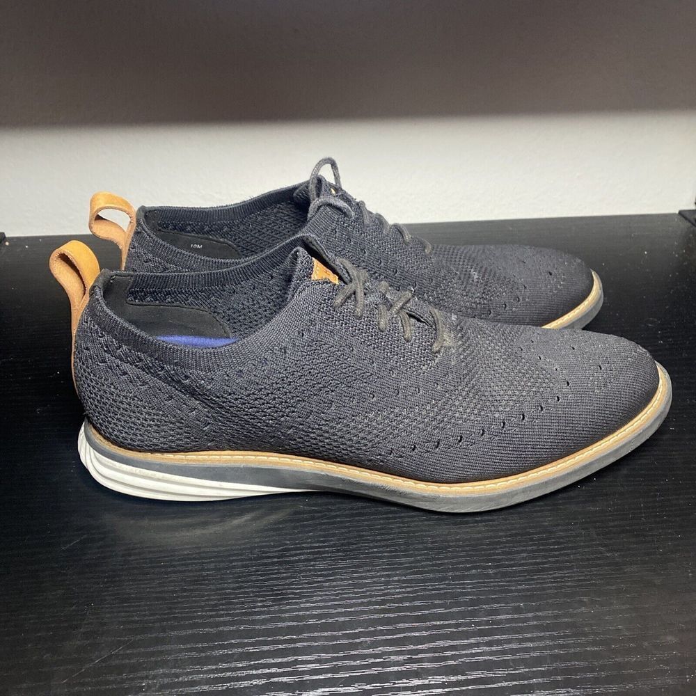 Cole Haan Grandevolution Mens Size 10 M Oxford Stitchlite Black Knit C32152